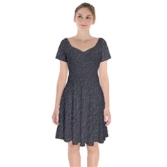 Black Wall Texture Short Sleeve Bardot Dress by artworkshop