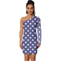 Polka Dot Seamless Pattern Long Sleeve One Shoulder Mini Dress View1