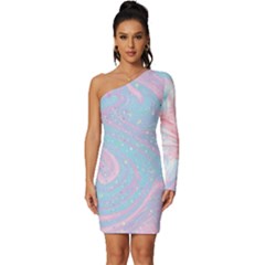 Flamingo Long Sleeve One Shoulder Mini Dress by flowerland