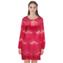 Red Textured Wall Long Sleeve Chiffon Shift Dress  View1