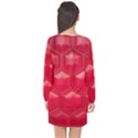 Red Textured Wall Long Sleeve Chiffon Shift Dress  View2