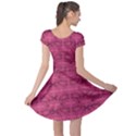 Elegant pink floral geometric pattern Cap Sleeve Dress View2