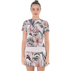 Tropical T- Shirt Tropical Delicate Bloom T- Shirt Drop Hem Mini Chiffon Dress by maxcute