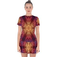 Fractal Abstract Artistic Drop Hem Mini Chiffon Dress by Ravend