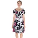 black and white rose sugar skull Short Sleeve Bardot Dress View1