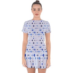 Blue Circle Pattern Drop Hem Mini Chiffon Dress by artworkshop