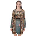 Books Long Sleeve Chiffon Shift Dress  View1