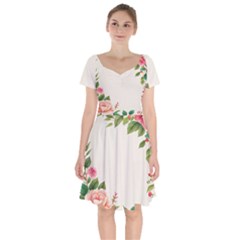 Watercolor Flower Short Sleeve Bardot Dress by artworkshop