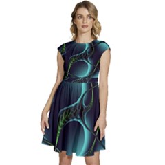 Fractal Abstract Art Artwork Design Wallpaper Cap Sleeve High Waist Dress by Ravend