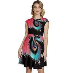 Fractals Abstract Art Digital Art Abstract Art Cap Sleeve High Waist Dress by Ravend