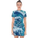 Abstract Blue Ocean Waves Iii Drop Hem Mini Chiffon Dress View1