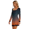 Sky gradient Long Sleeve Square Neck Bodycon Velvet Dress View2