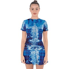 Water Blue Wallpaper Drop Hem Mini Chiffon Dress by artworkshop