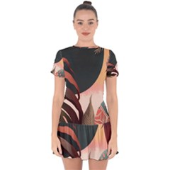 Ai Generated Leaves Foliage Plants Drop Hem Mini Chiffon Dress by Ravend