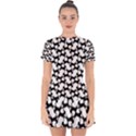 Playful Pups Black and White Pattern Drop Hem Mini Chiffon Dress View1