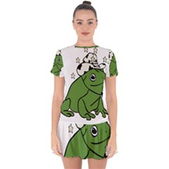 Frog With A Cowboy Hat Drop Hem Mini Chiffon Dress by Teevova