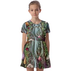 Craft Mushroom Kids  Short Sleeve Pinafore Style Dress by GardenOfOphir