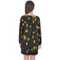 Bloomed Yellow Petaled Flower Plants Long Sleeve Chiffon Shift Dress  View2