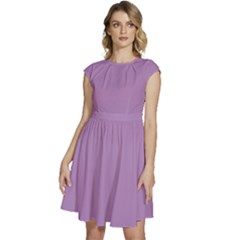 African Purple	 - 	cap Sleeve High Waist Dress by ColorfulDresses