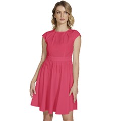 Paradise Pink	 - 	cap Sleeve High Waist Dress by ColorfulDresses