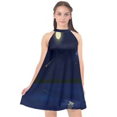 Alien Navi Halter Neckline Chiffon Dress  by nateshop