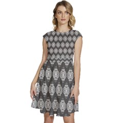 Abstract Knot Geometric Tile Pattern Cap Sleeve High Waist Dress by GardenOfOphir