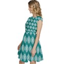 Abstract Knot Geometric Tile Pattern Cap Sleeve High Waist Dress View2