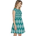 Abstract Knot Geometric Tile Pattern Cap Sleeve High Waist Dress View3