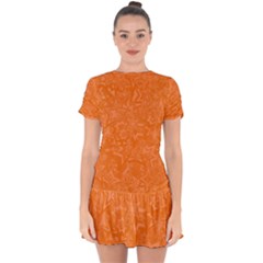 Orange-chaotic Drop Hem Mini Chiffon Dress by nateshop