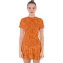 Orange-ellipse Drop Hem Mini Chiffon Dress View1