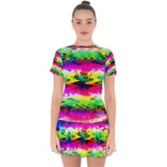 Waves Of Color Drop Hem Mini Chiffon Dress by Semog4