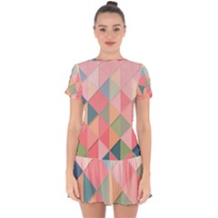 Background Geometric Triangle Drop Hem Mini Chiffon Dress by Semog4