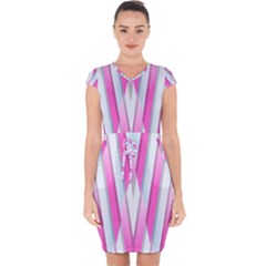 Geometric-3d-design-pattern-pink Capsleeve Drawstring Dress  by Semog4