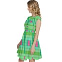 Checkerboard-squares-abstract-- Cap Sleeve High Waist Dress View2