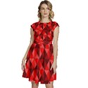 Red Diamond Shapes Pattern Cap Sleeve High Waist Dress View1