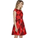 Red Diamond Shapes Pattern Cap Sleeve High Waist Dress View3