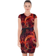 Background Fractal Abstract Capsleeve Drawstring Dress  by Semog4