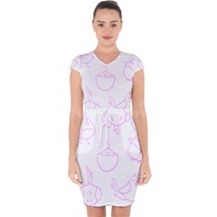 Birds Seamless Pattern Purple Capsleeve Drawstring Dress  by ConteMonfrey