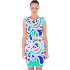 Crazy Pop Art - Doodle Animals   Capsleeve Drawstring Dress  by ConteMonfrey