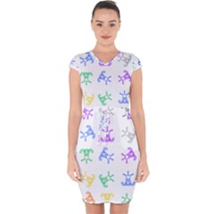 Rainbow Clown Pattern Capsleeve Drawstring Dress  by Amaryn4rt