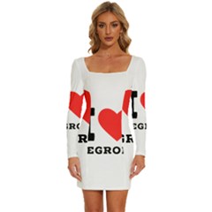 I Love Negroni Long Sleeve Square Neck Bodycon Velvet Dress by ilovewhateva