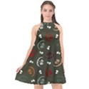 Art Halloween Pattern Creepy Design Digital Papers Halter Neckline Chiffon Dress  View1