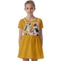 floral plants jungle polka 1 Kids  Short Sleeve Pinafore Style Dress View1