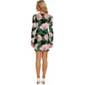 Flower Roses Pattern Floral Nature Long Sleeve Square Neck Bodycon Velvet Dress View4