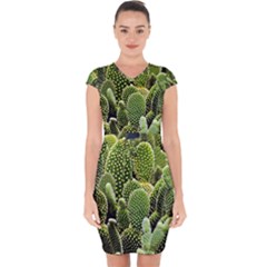 Cactus Flora Flower Nature Floral Capsleeve Drawstring Dress  by Vaneshop