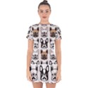 Dog-french-bulldog-seamless-pattern-face-head Drop Hem Mini Chiffon Dress View1