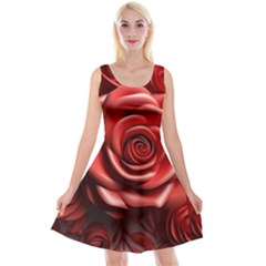 Roses Flowers Plant Reversible Velvet Sleeveless Dress by Ravend