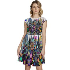 Flower Flowers Flora Floral Nature Watercolor Art Texture Cap Sleeve High Waist Dress by Ravend