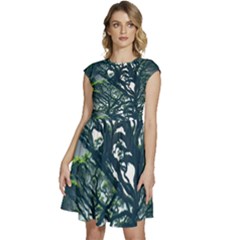 Tree Leaf Green Forest Wood Natural Nature Cap Sleeve High Waist Dress by Ravend