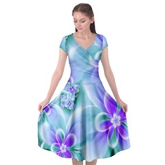 Abstract Flowers Flower Abstract Cap Sleeve Wrap Front Dress by uniart180623